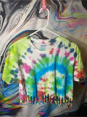 Tie-Dye Beaded Fringe Crop